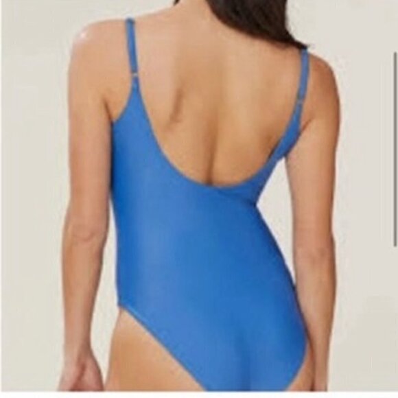 Andie The Santorini One Piece Swimsuit Blue Womens Large Cutout Keyhole - Picture 2 of 5